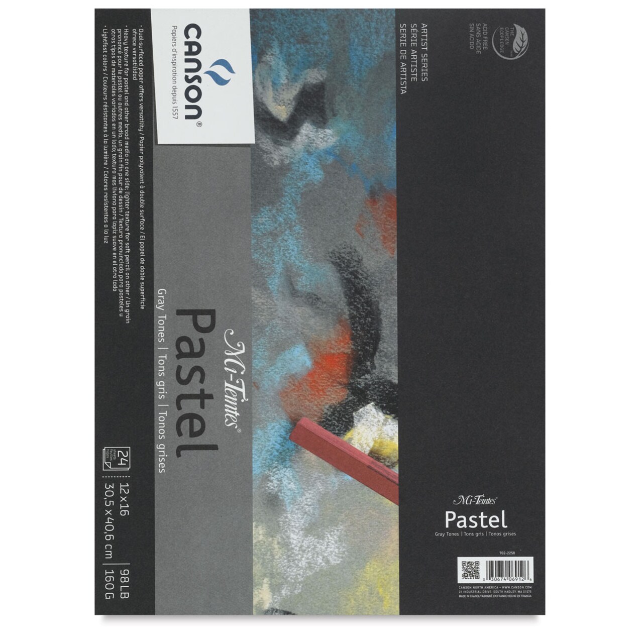 Canson Mi Teintes Drawing Papers - 12" x 16", Gray Tone, Pad, 24 Sheets